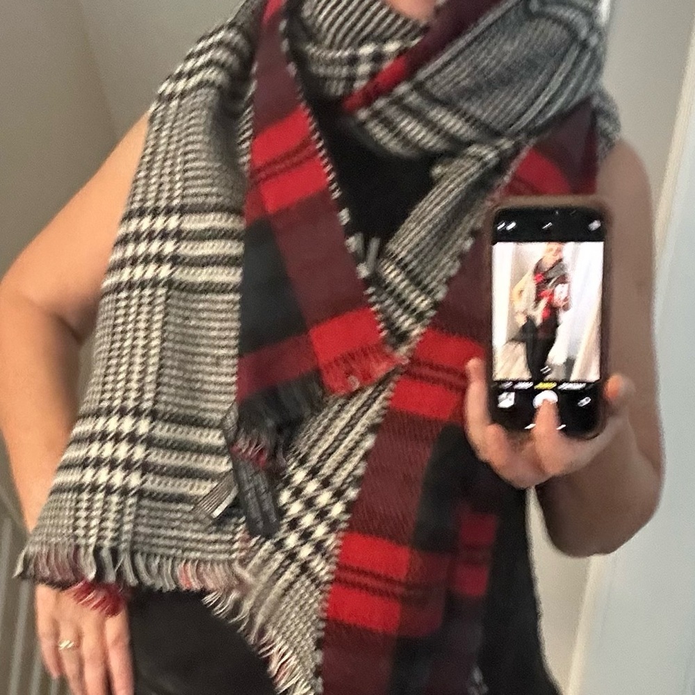 Zara Red and Black Plaid Blanket Scarf